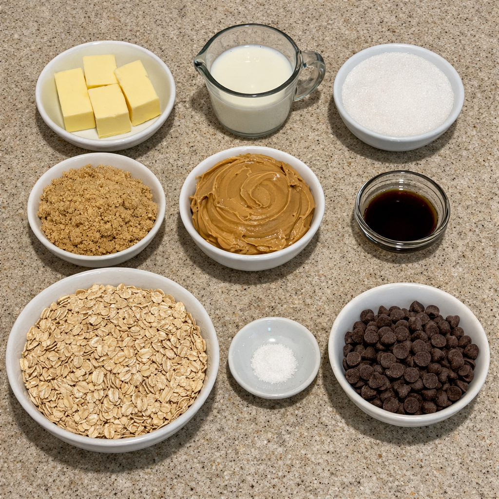 Chewy No-Bake Peanut Butter Oatmeal Cookies