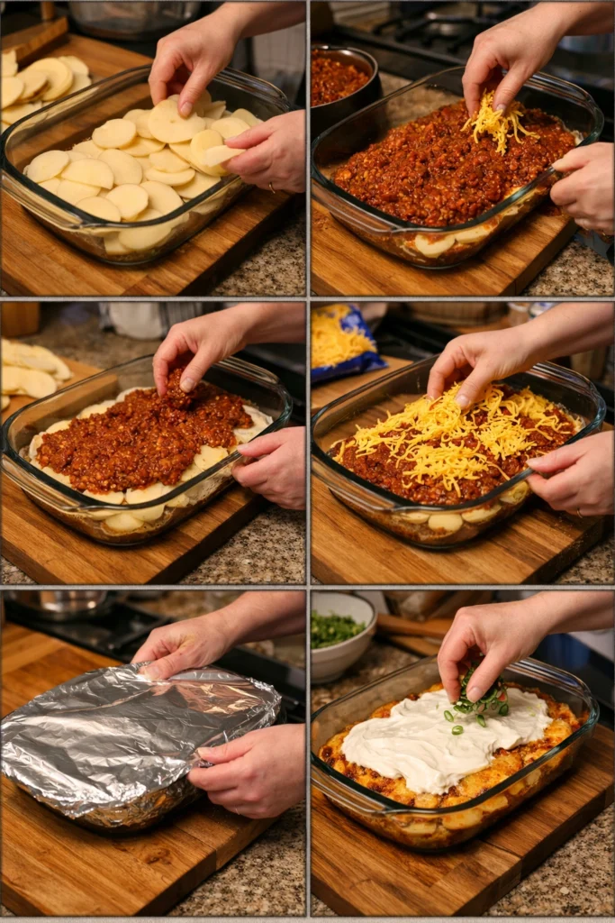 Chili Cheese Potato Bake