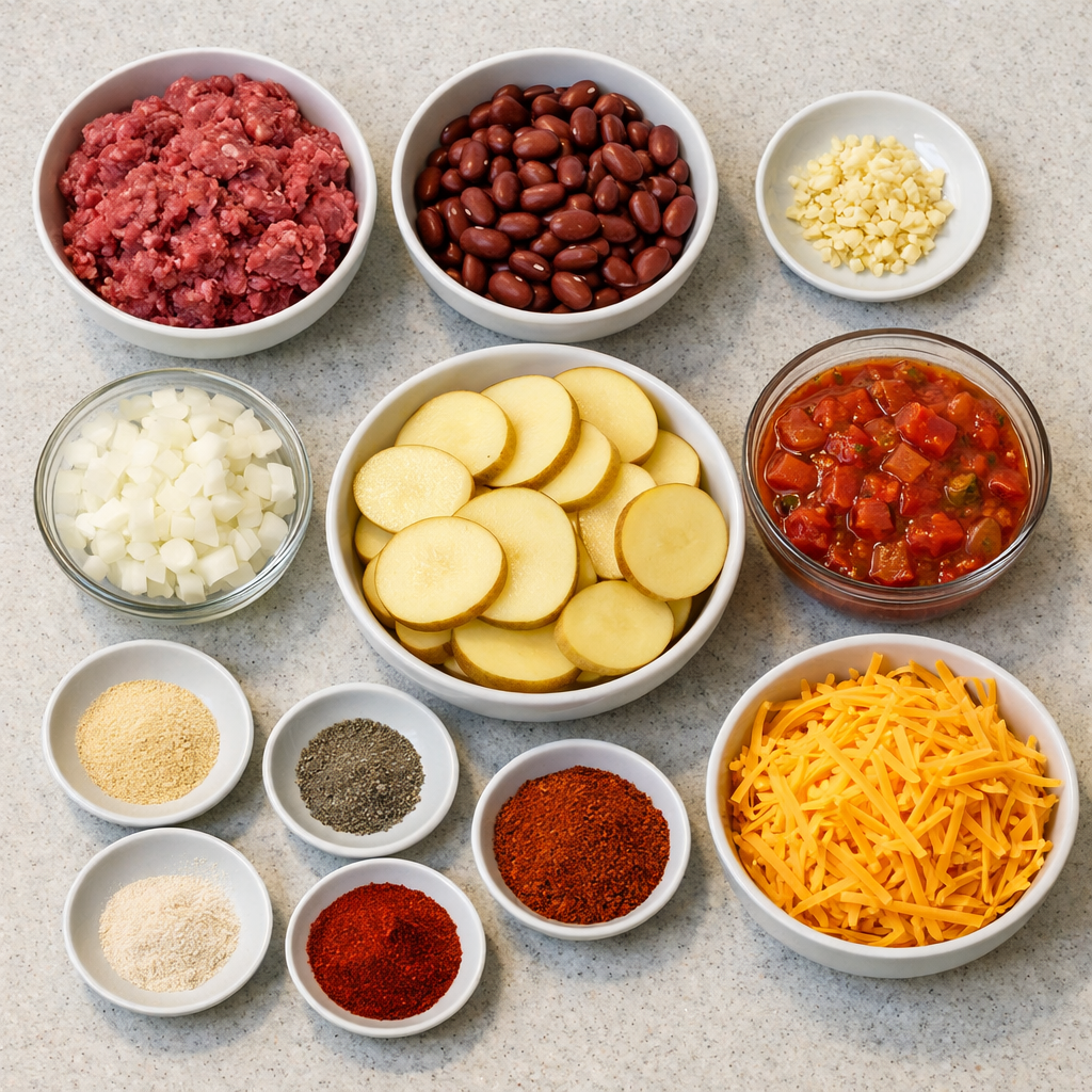 Chili Cheese Potato Bake