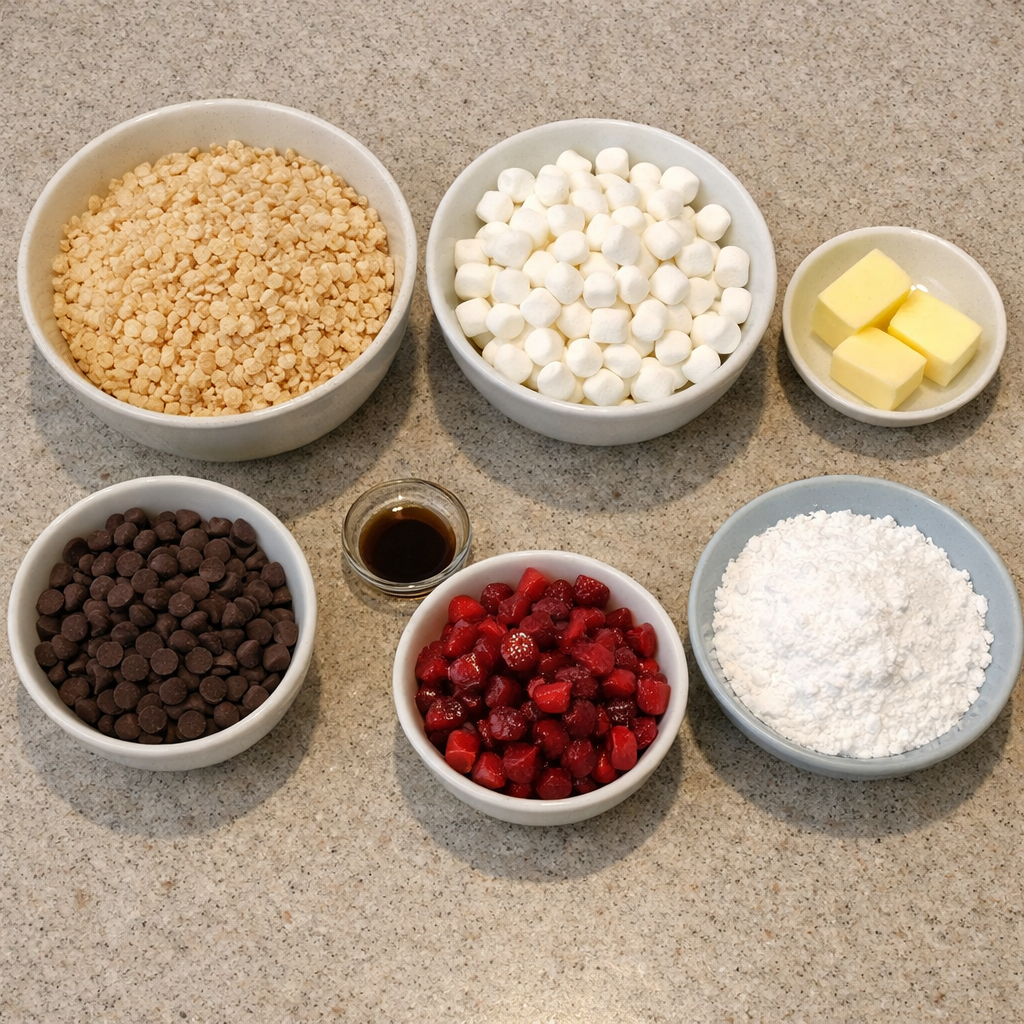 Chocolate Covered Cherry Rice Krispies Treats