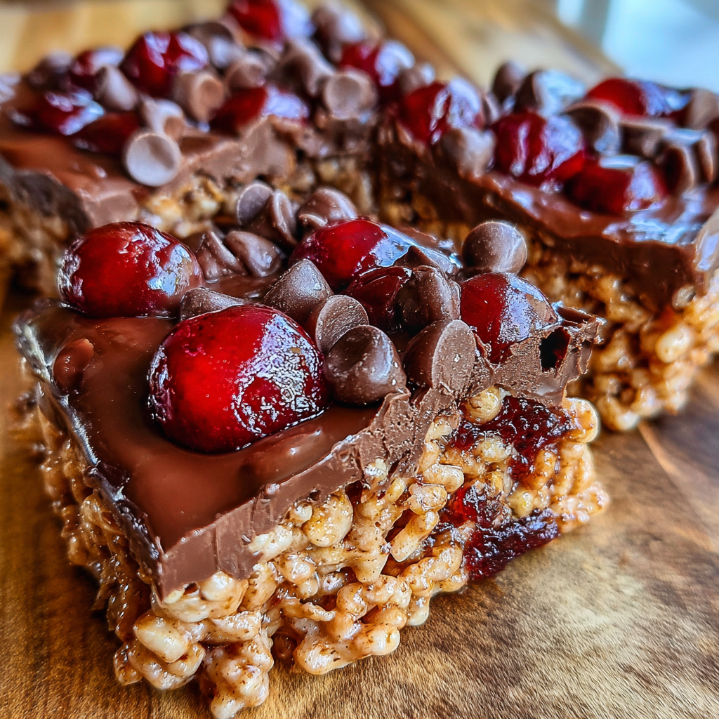 Chocolate Covered Cherry Rice Krispies Treats
