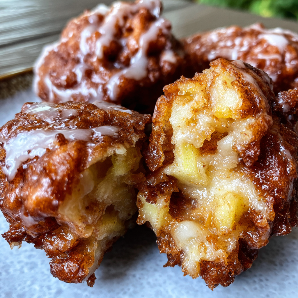 Cinnamon Apple Fritters with Vanilla Glaze