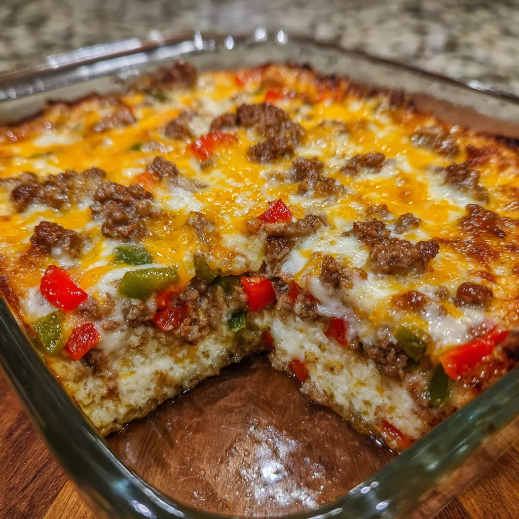 Baked rice and meat casserole