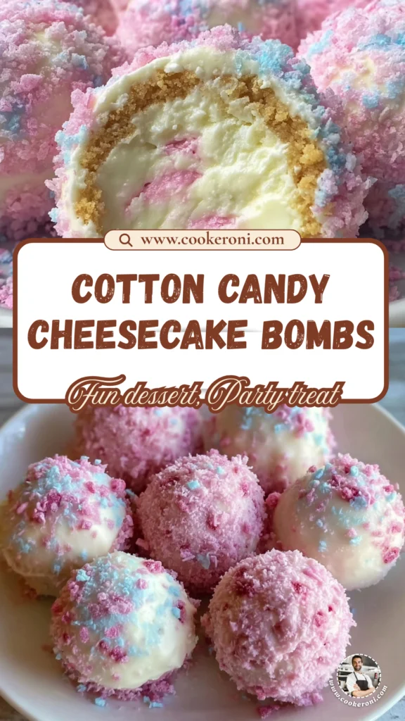 Crispy Cotton Candy Cheesecake Bombs