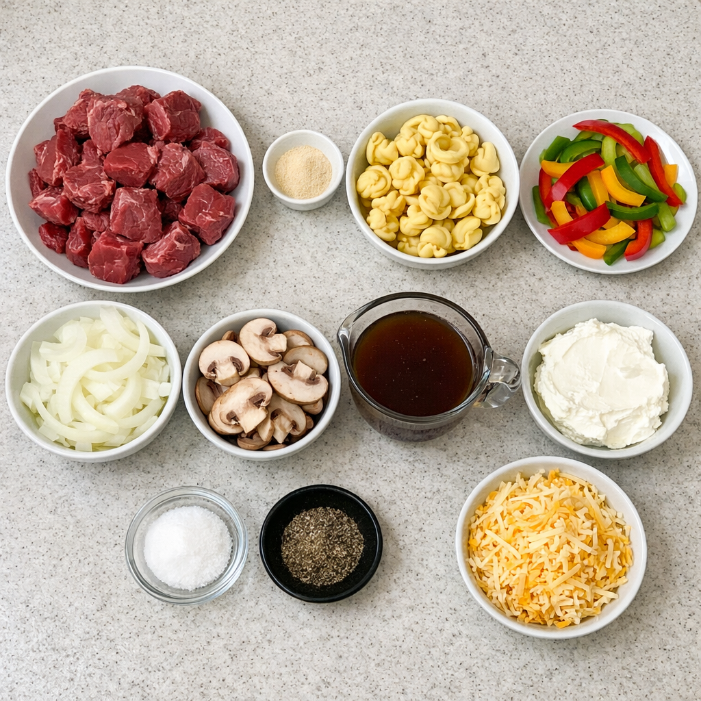 Crock Pot Cheesesteak Tortellini
