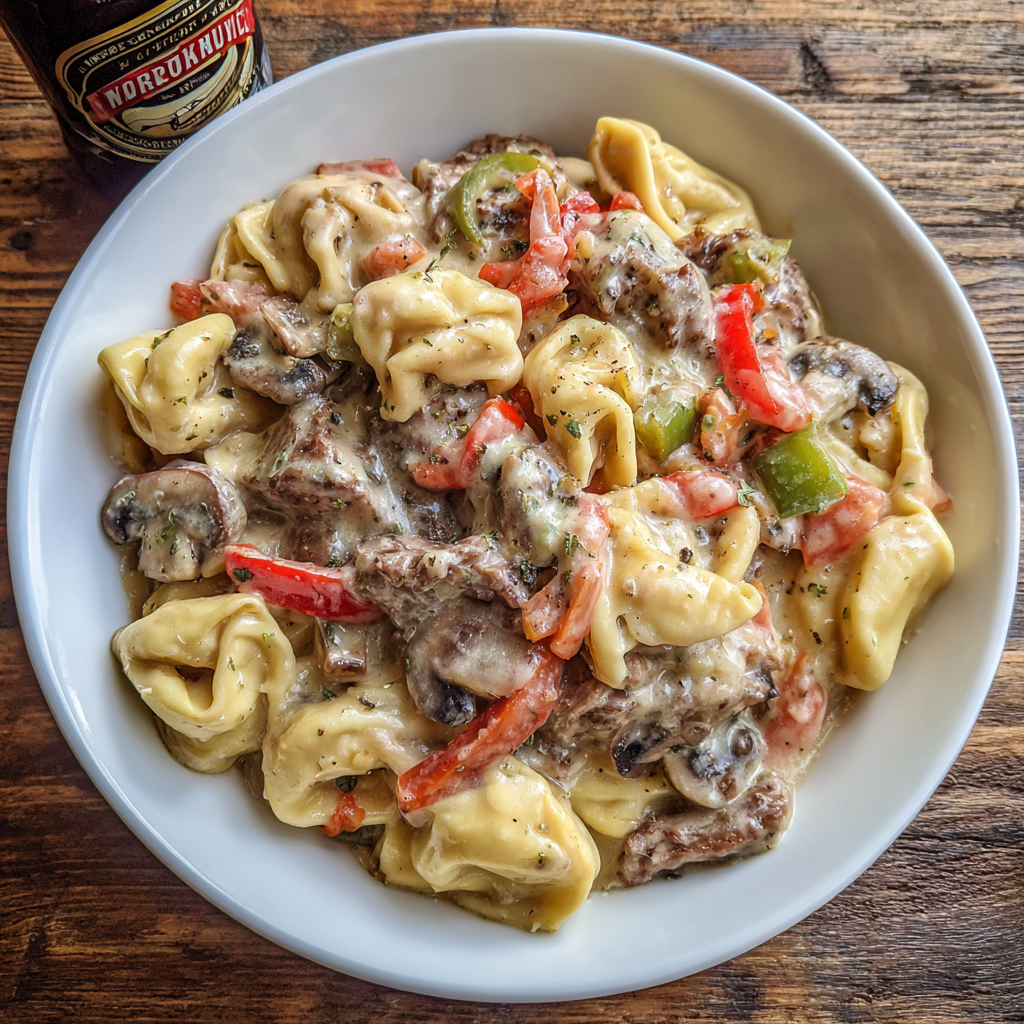 Crock Pot Cheesesteak Tortellini