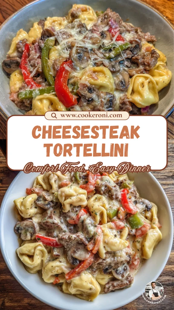 Crock Pot Cheesesteak Tortellini