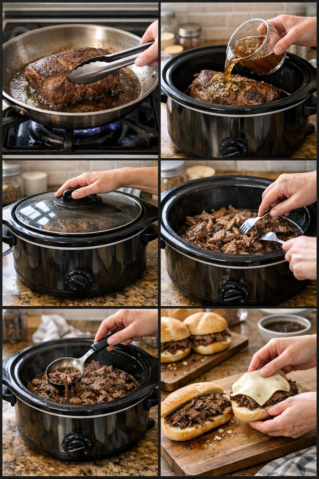 Crockpot French Dip Sandwiches