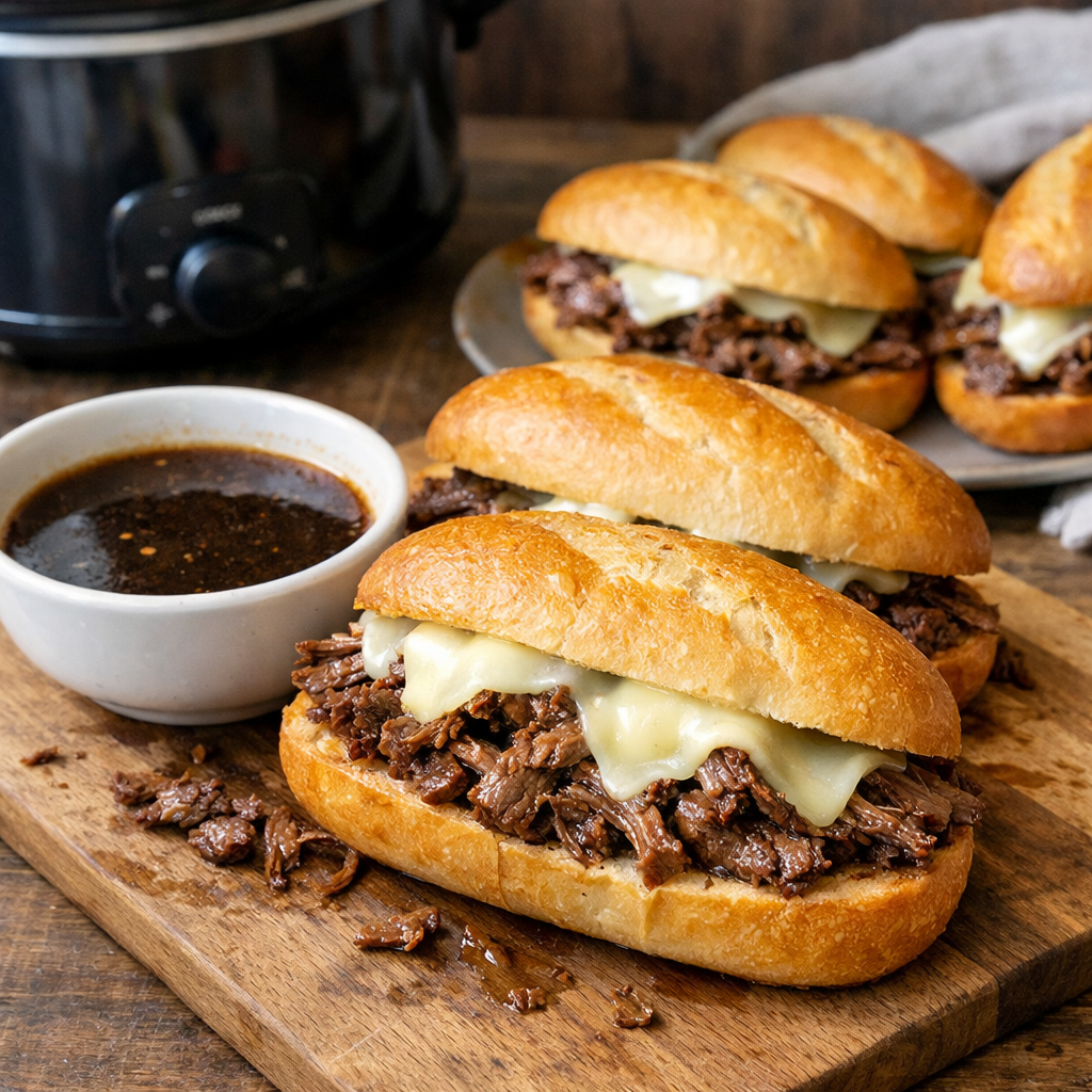 Crockpot French Dip Sandwiches