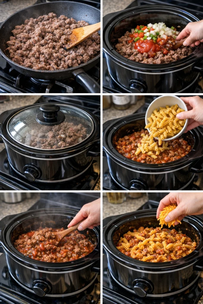Crockpot Ground Beef Sloppy Joe Pasta