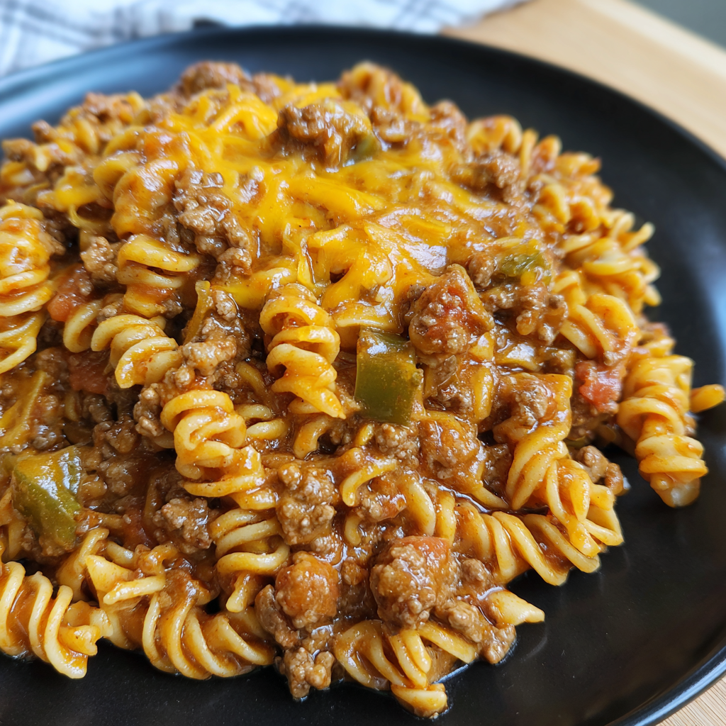 Crockpot Ground Beef Sloppy Joe Pasta