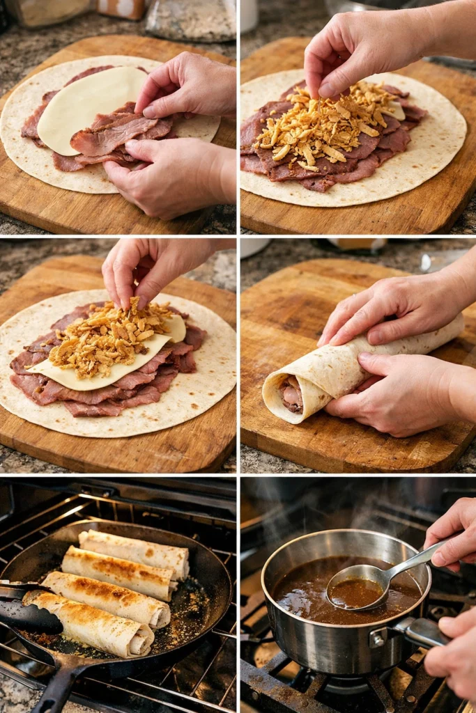 French Dip Tortilla Roll Ups