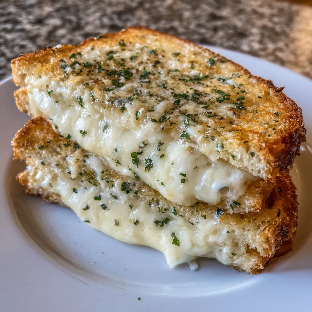 Cheesy garlic grilled cheese pull
