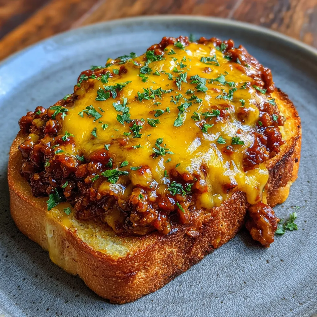 Open face garlic toast sloppy joes