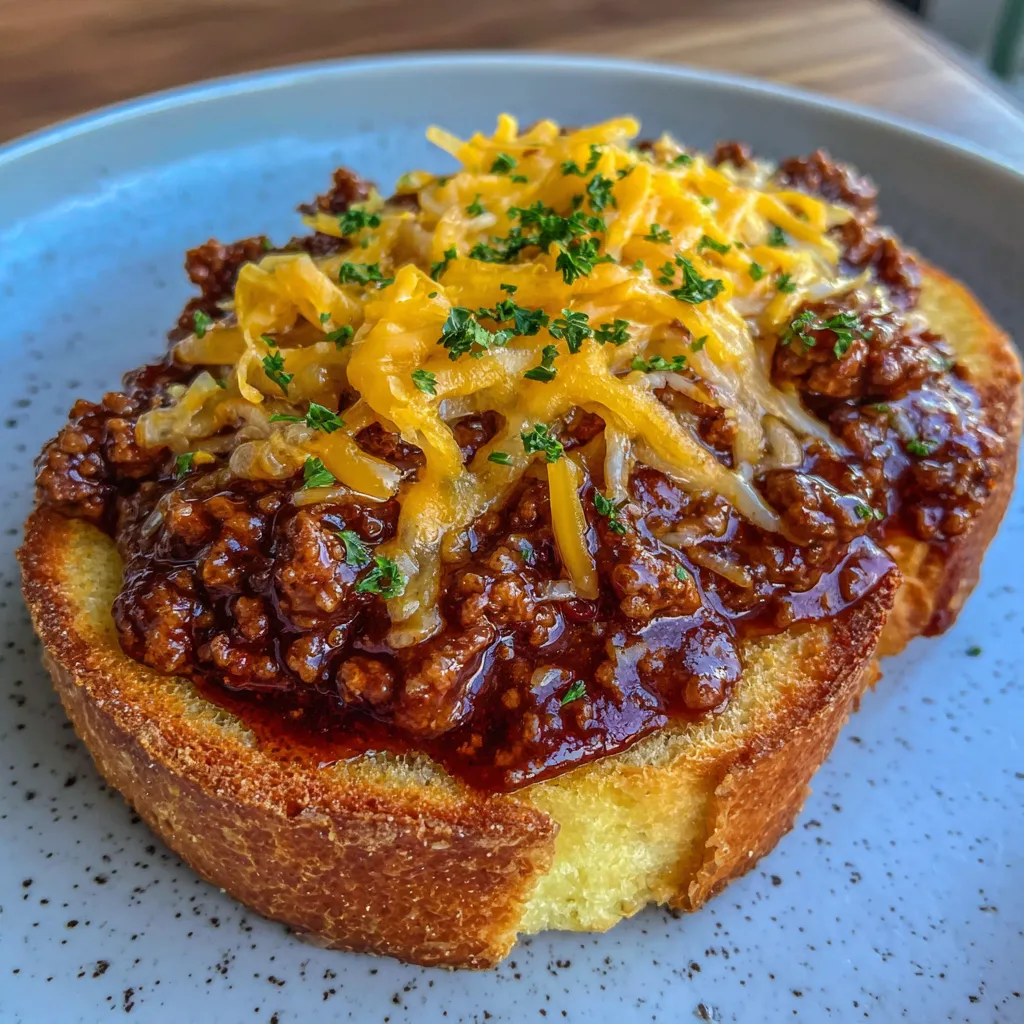 Sloppy joe garlic bread with cheddar