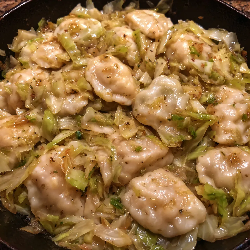 Savory cabbage and dumpling skillet