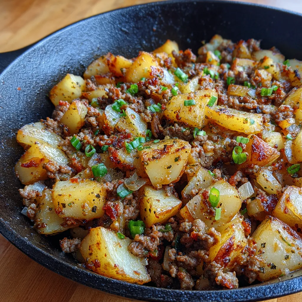 Homemade beef hash dinner
