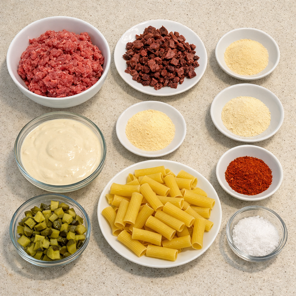 Loaded Cheeseburger Alfredo Pasta