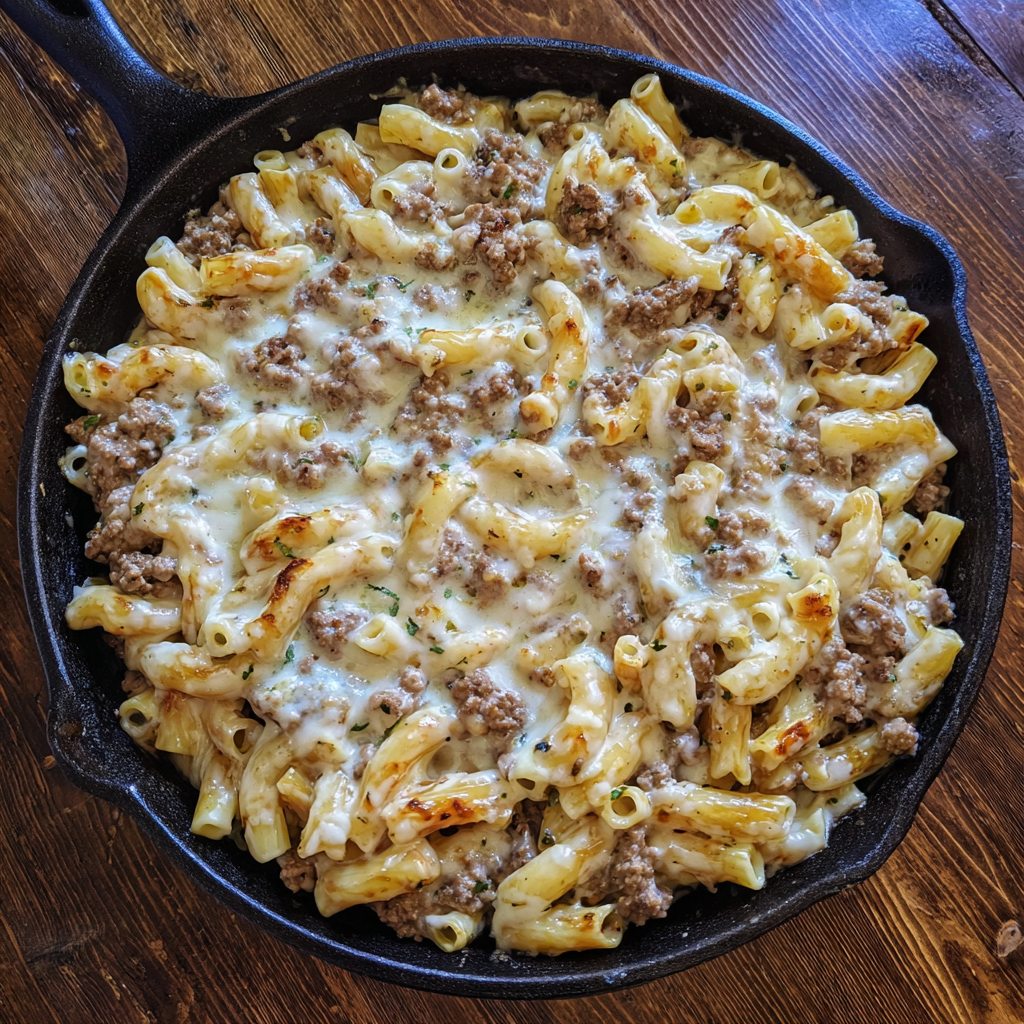 Loaded Cheeseburger Alfredo Pasta