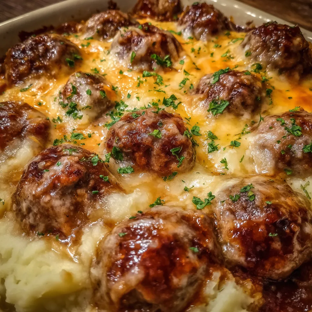 Cheesy meatball potato casserole