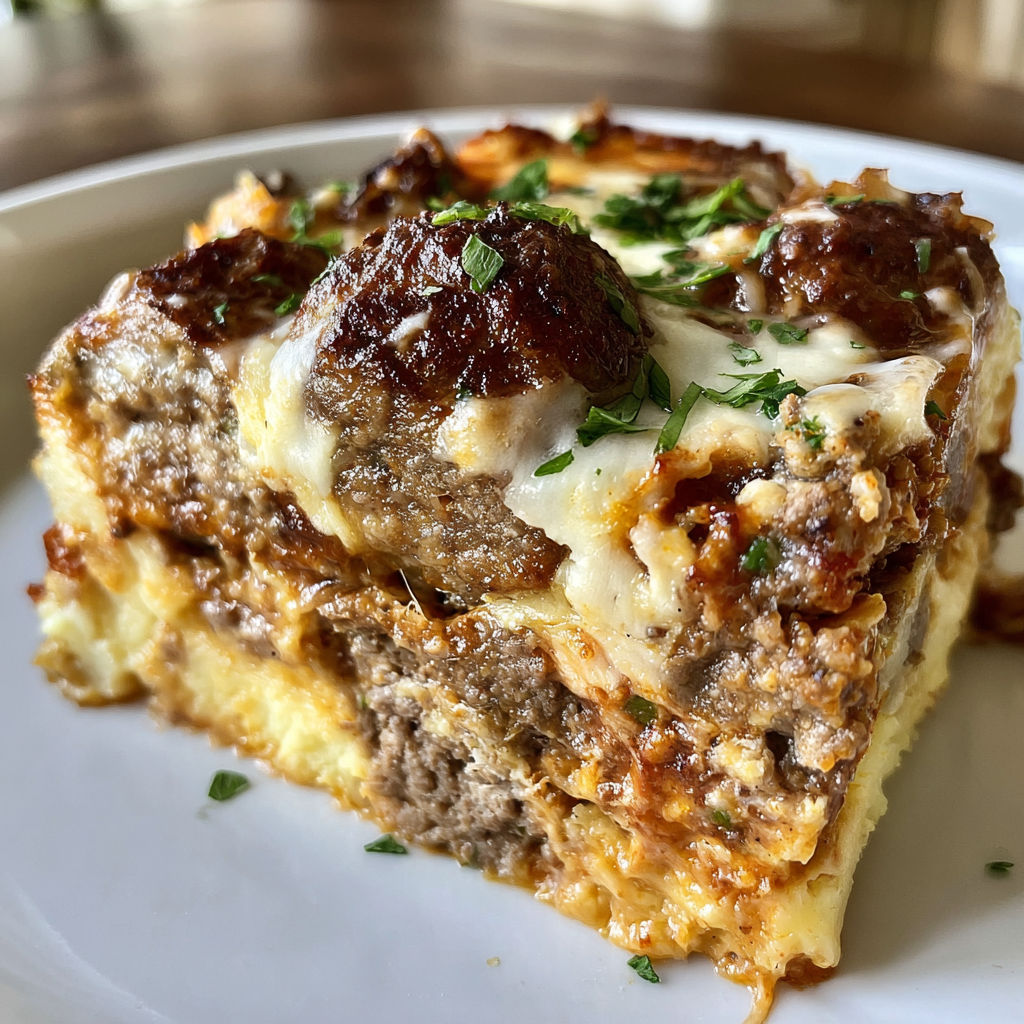 Meatball and Mashed Potato Bake