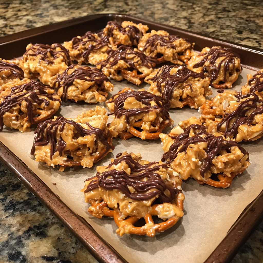 No-Bake Peanut Butter Pretzel Clusters