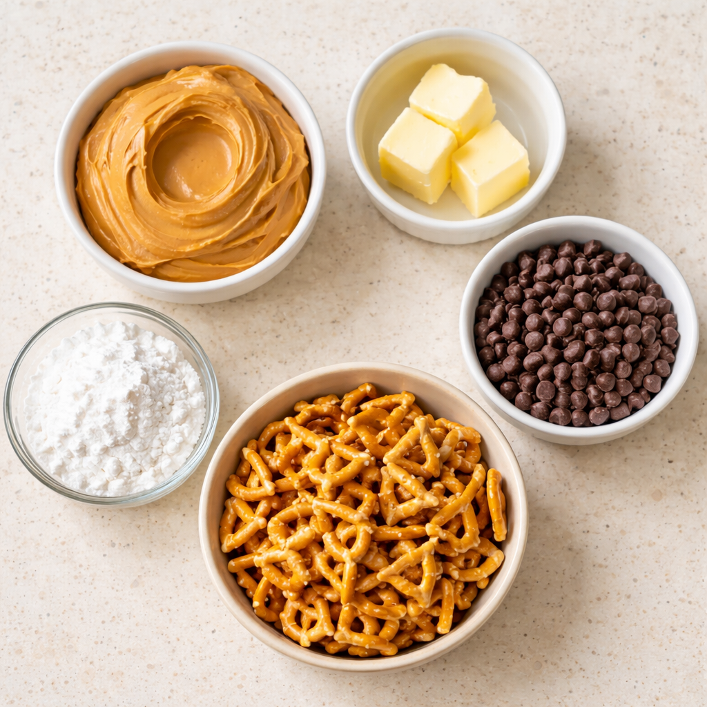 No-Bake Peanut Butter Pretzel Clusters