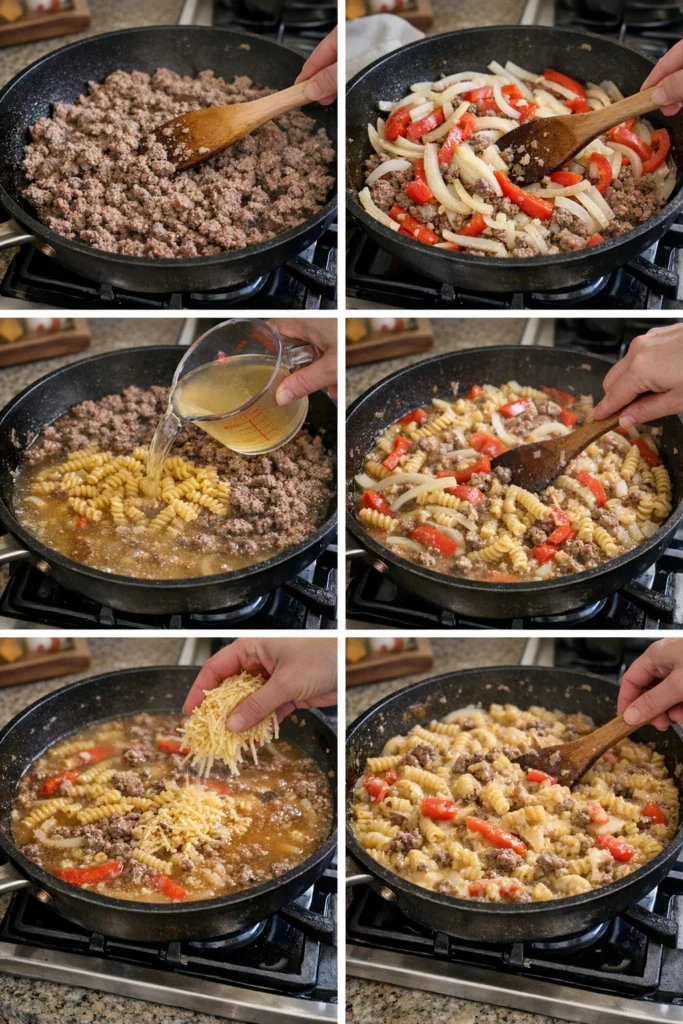 Philly Cheesesteak Pasta Skillet