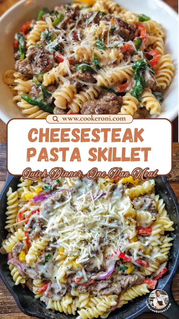 Philly Cheesesteak Pasta Skillet