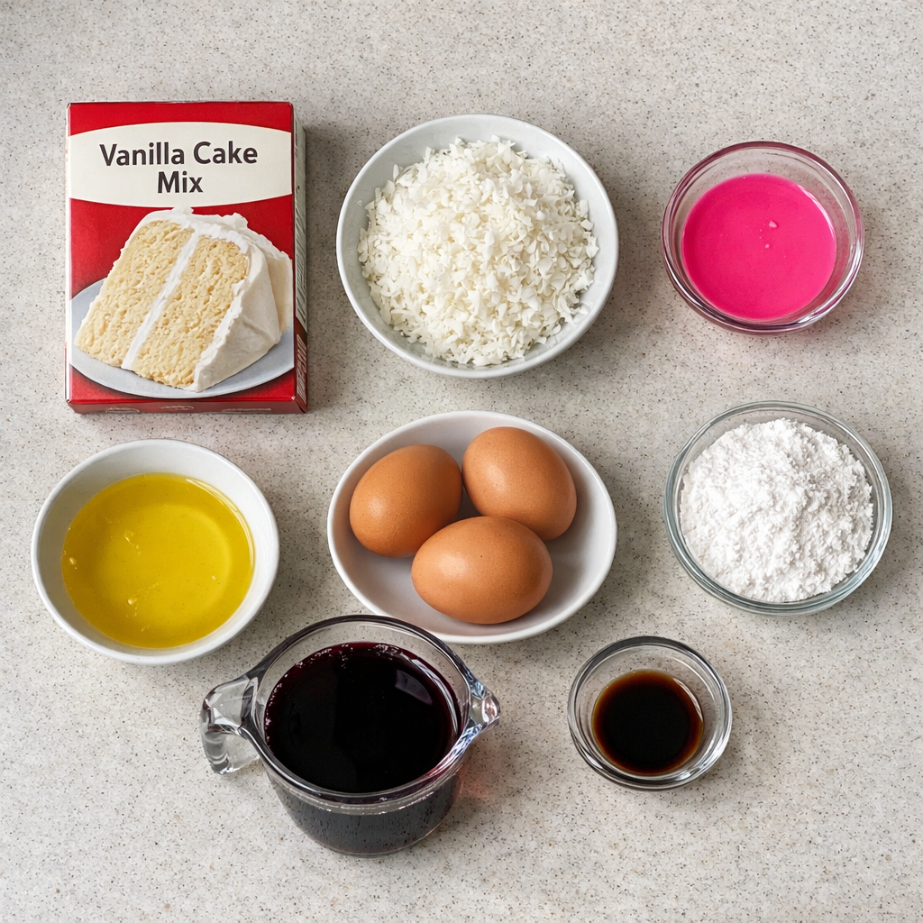 Pink Coconut Snowball Cake Bars