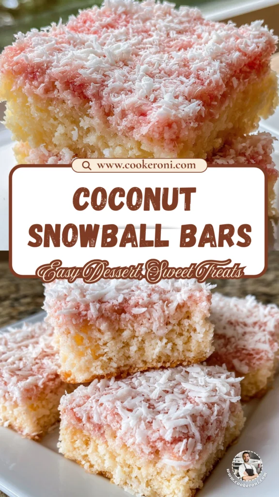 Pink Coconut Snowball Cake Bars