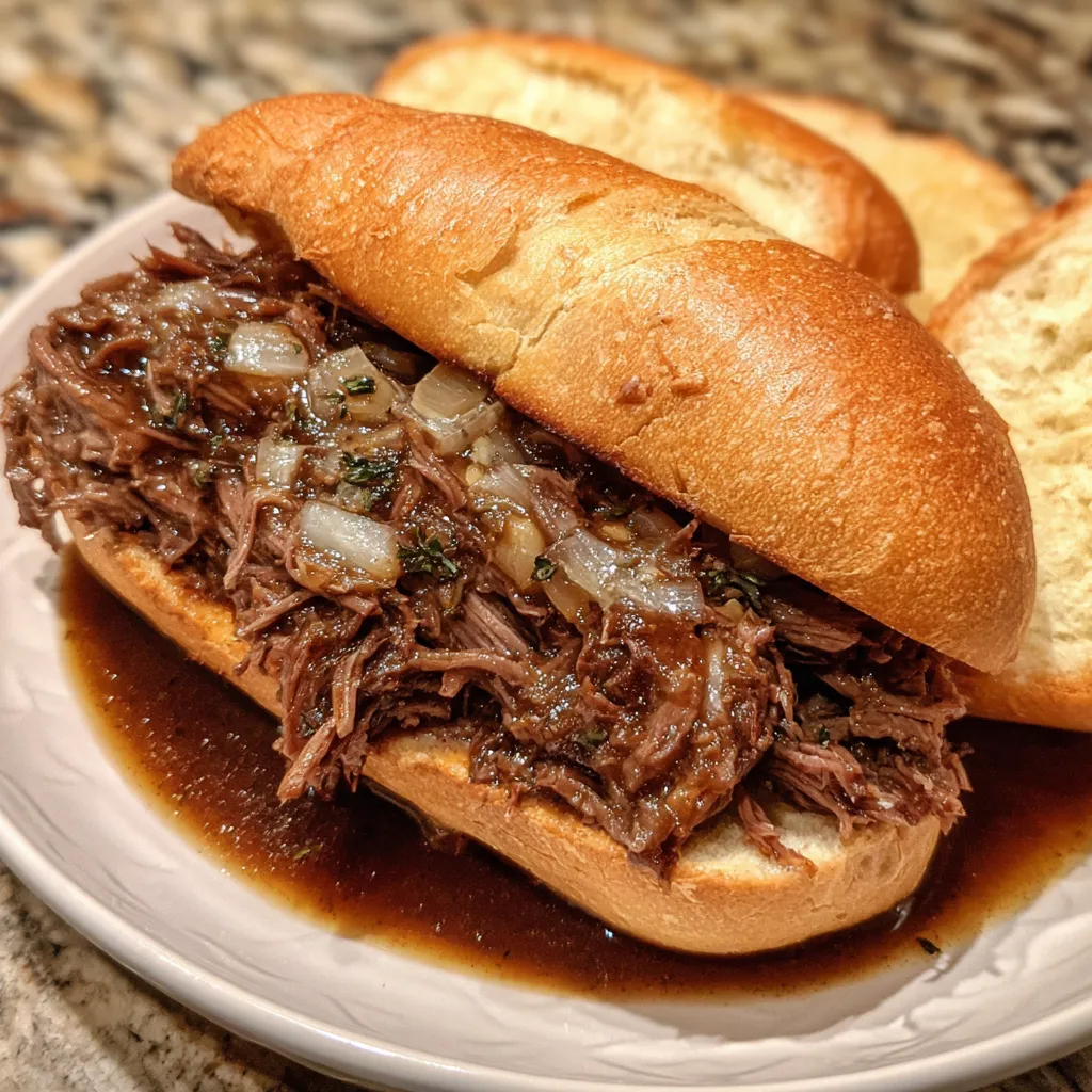 Roast beef sandwich with melted cheese