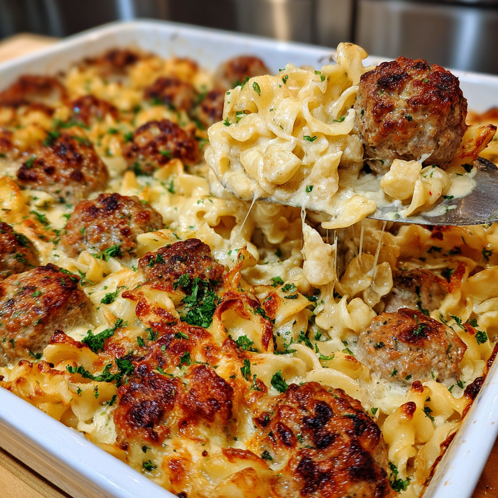 Swedish Meatball Noodle Bake