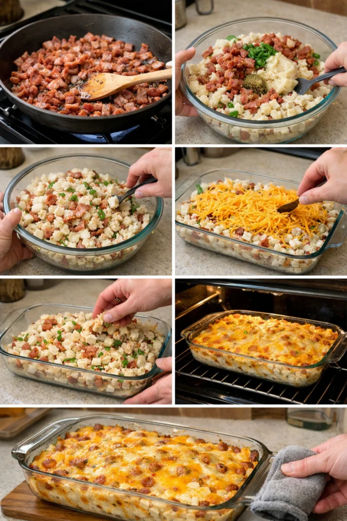 Turkey Bacon Cheesy Potato Casserole