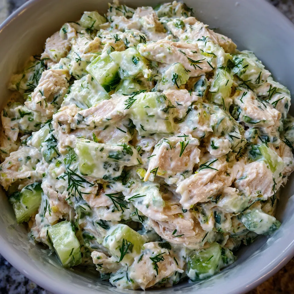 Mediterranean chicken salad close up