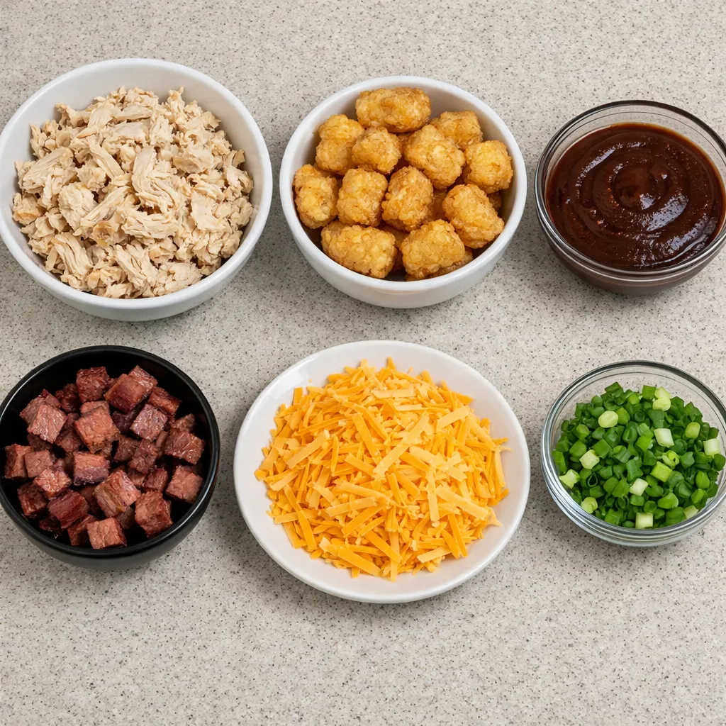 BBQ Chicken Tater Tot Casserole