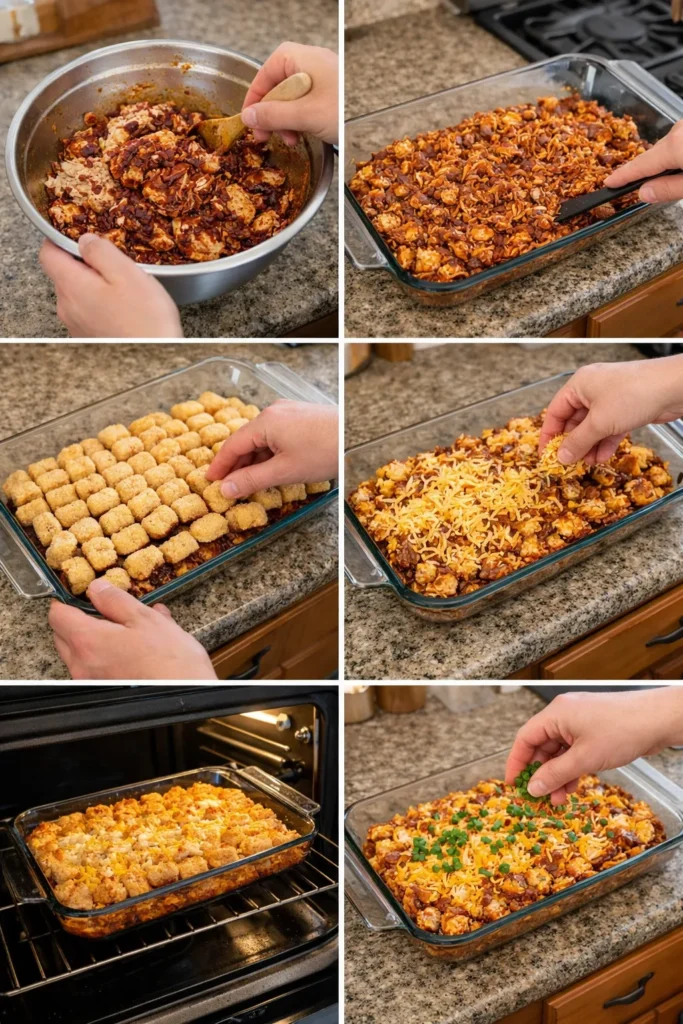 BBQ Chicken Tater Tot Casserole