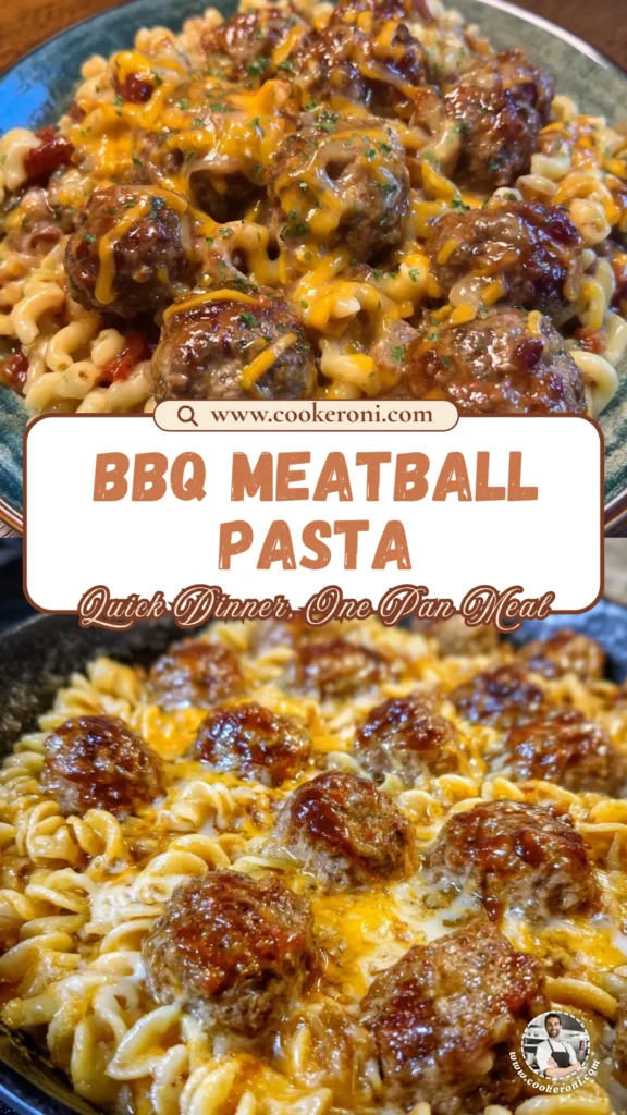 BBQ Ranch Meatball Cheddar Pasta
