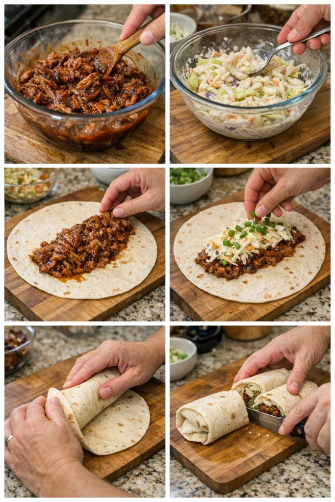 BBQ Smoked Beef Coleslaw Wraps
