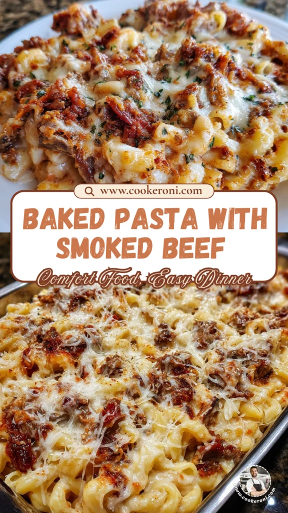 Baked Smoked Beef Marinara Alfredo Pasta
