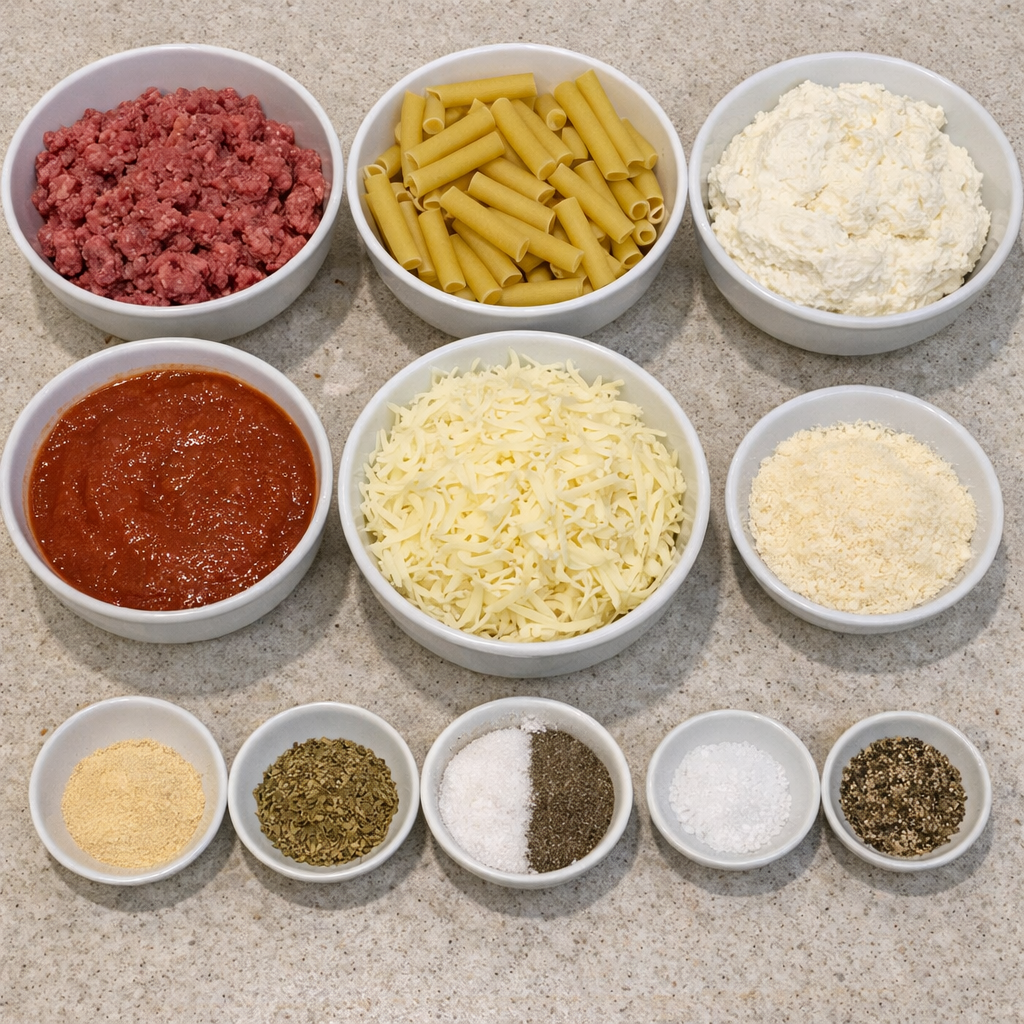 Baked Ziti with Ground Beef and Ricotta