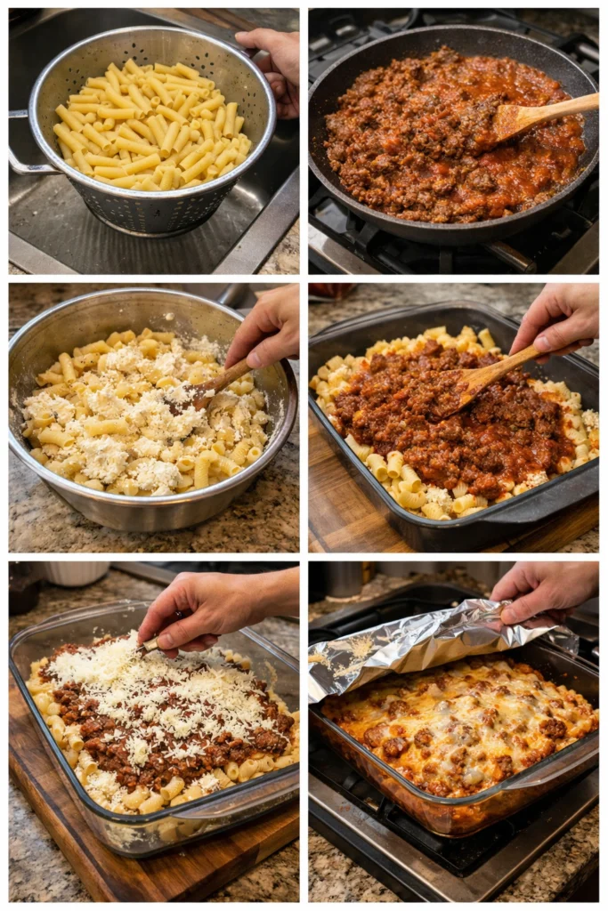 Baked Ziti with Ground Beef and Ricotta