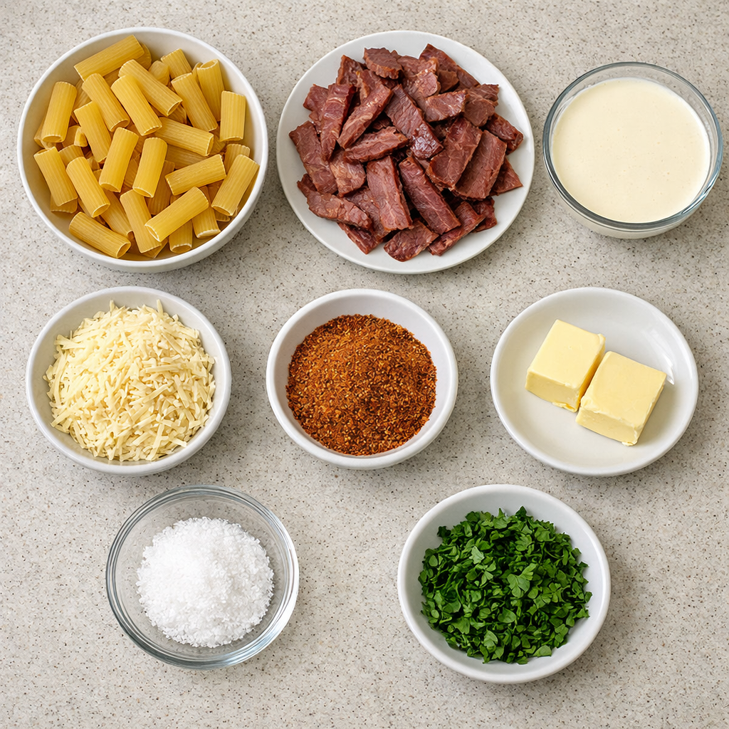 Cajun Steak Cheesy Rigatoni Parmesan