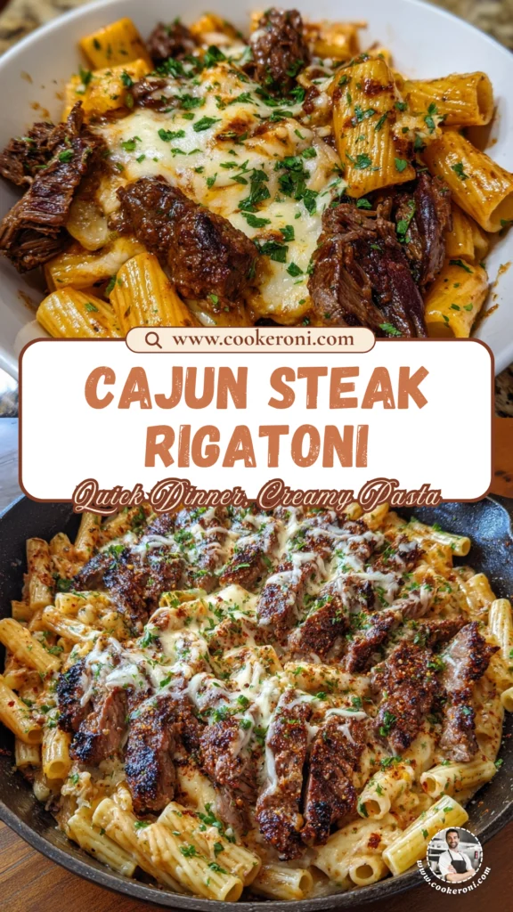 Cajun Steak Cheesy Rigatoni Parmesan