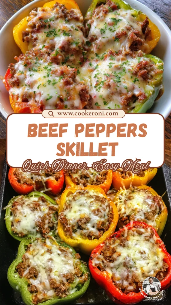 Cheesy Beef Peppers Skillet