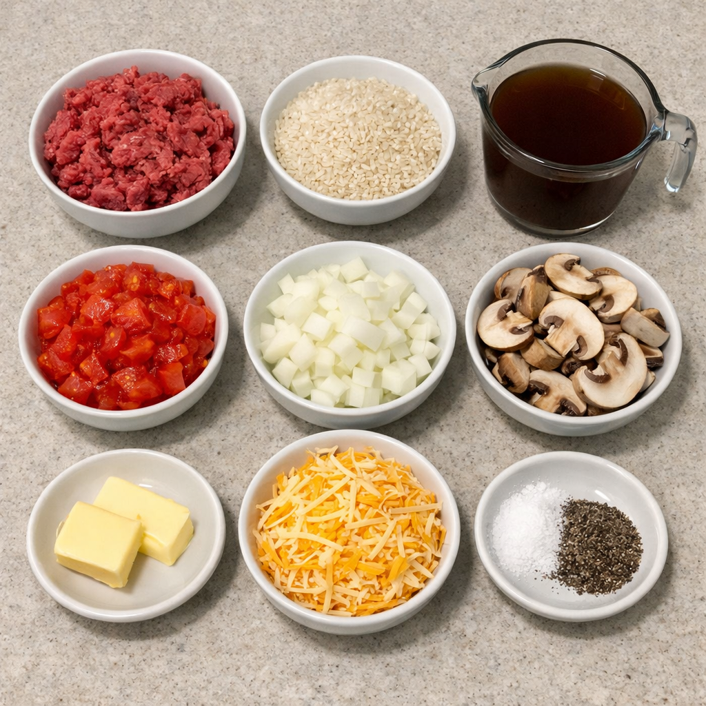 Cheesy Ground Beef and Rice Casserole