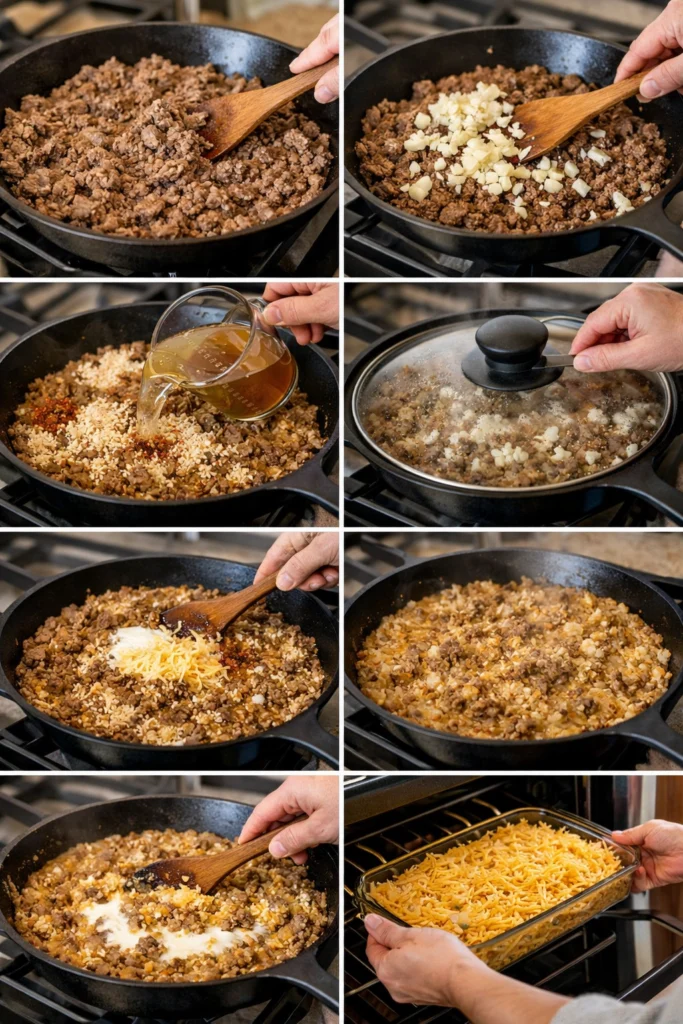 Cheesy Ground Beef and Rice Casserole
