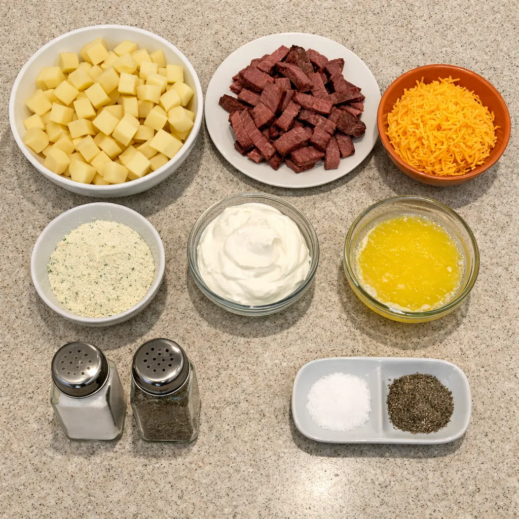 Cheesy Ranch Potatoes and Smoked Beef
