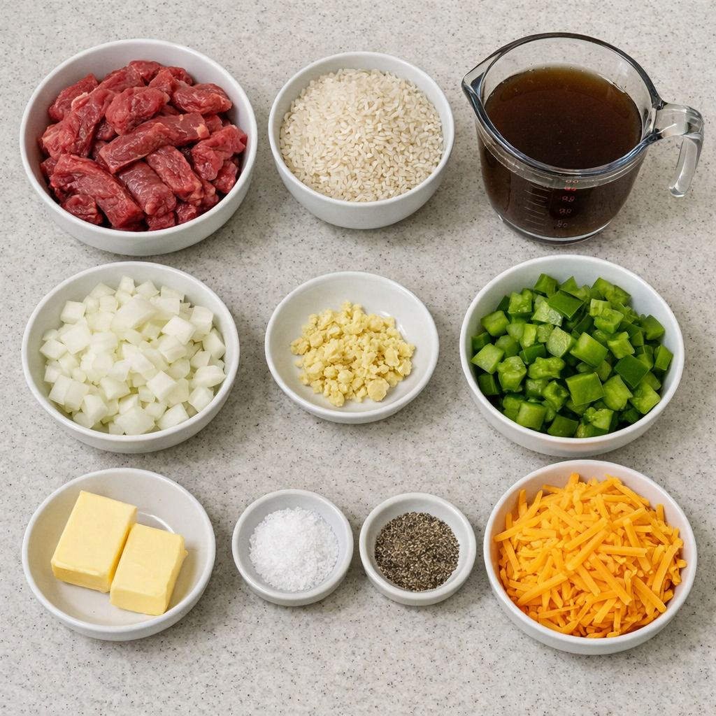 Cheesy Steak and Rice Skillet