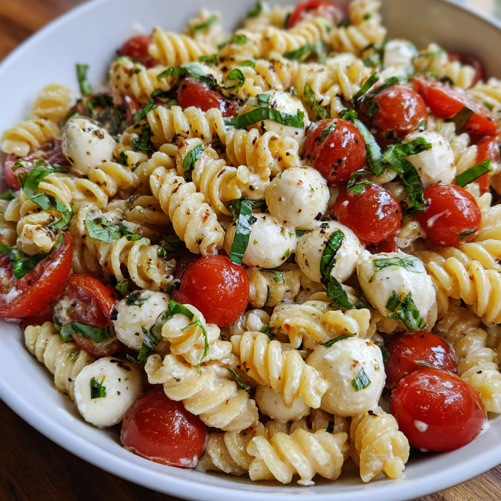 Creamy Caprese Pasta Salad